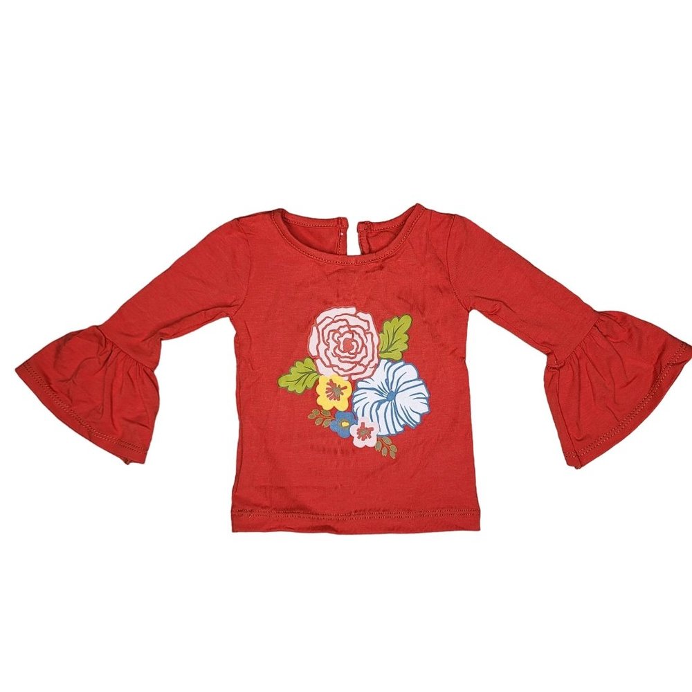 Persnickety NWT floral red bell sleeve long sleeve shirt flowers SZ 12-18 months